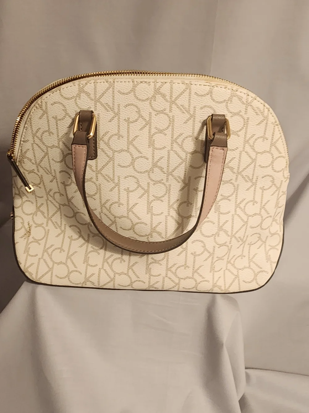 Calvin Klein Cream Logo Dome Satchel